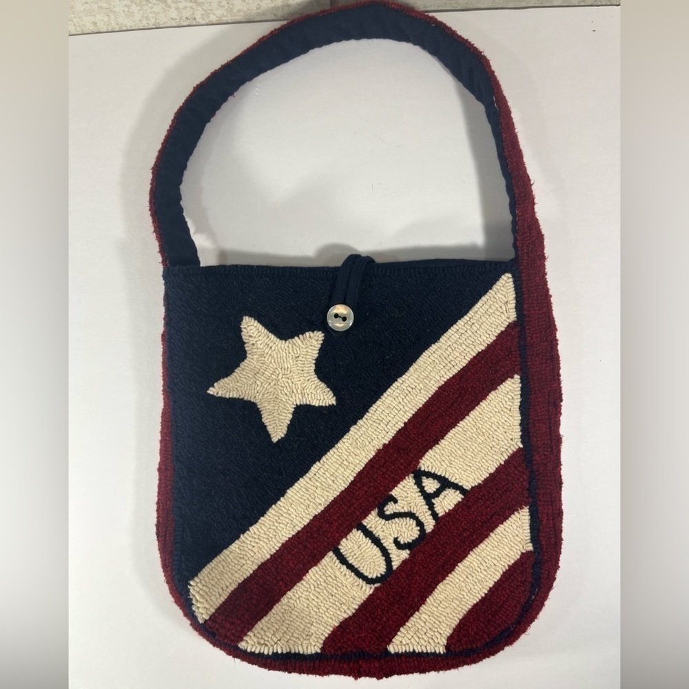 Vintage Navy, Red, and Cream USA Star Shoulder Bag